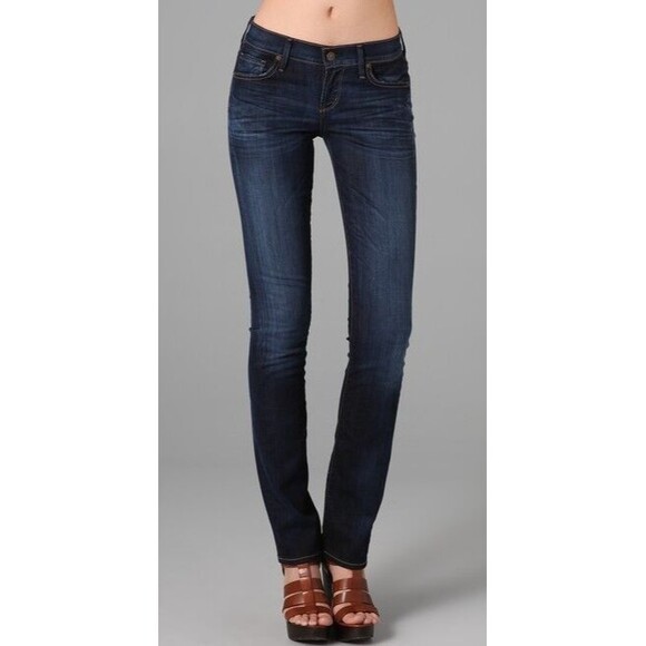 New Womens Designer Citizens of Humanity Ava Straight Dark Jeans 24 USA Distress - Picture 2 of 7